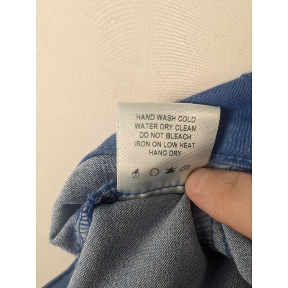 Francesca’s Birdcage Pants Women's 27 Turquoise Blue Skinny Stretch USA Made - Picture 9 of 10